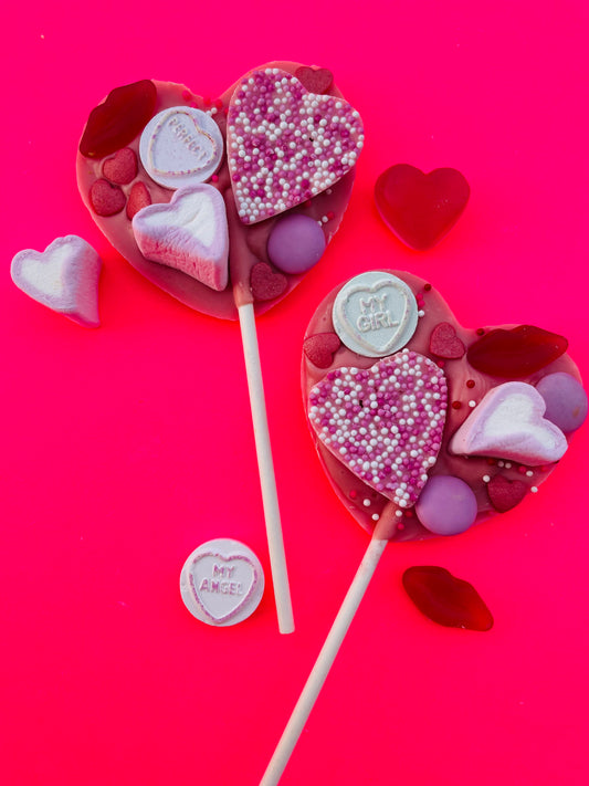 Pink Valentines Heart Lollipop